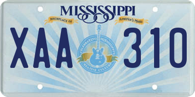 MS license plate XAA310