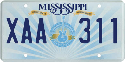MS license plate XAA311