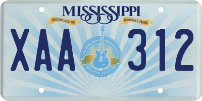 MS license plate XAA312