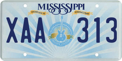 MS license plate XAA313