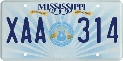 MS license plate XAA314