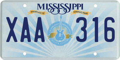MS license plate XAA316