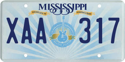MS license plate XAA317