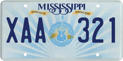 MS license plate XAA321