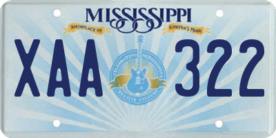 MS license plate XAA322