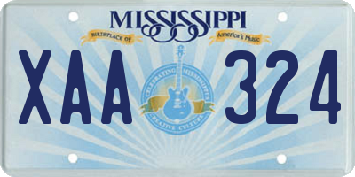 MS license plate XAA324