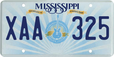MS license plate XAA325
