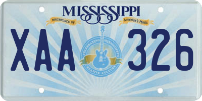 MS license plate XAA326