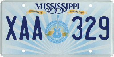 MS license plate XAA329