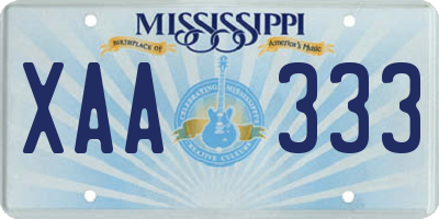 MS license plate XAA333