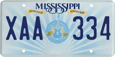 MS license plate XAA334