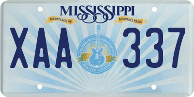 MS license plate XAA337