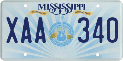 MS license plate XAA340