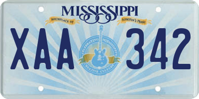 MS license plate XAA342