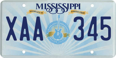 MS license plate XAA345
