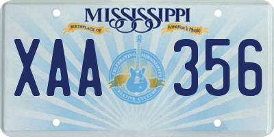 MS license plate XAA356