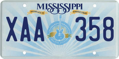 MS license plate XAA358