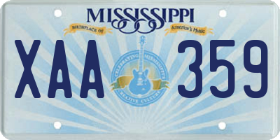 MS license plate XAA359