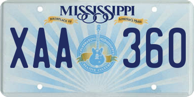 MS license plate XAA360