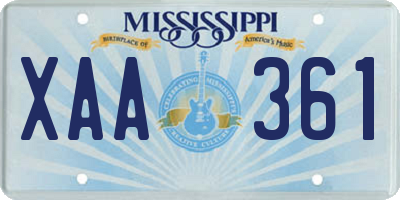 MS license plate XAA361
