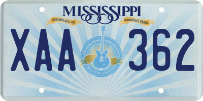 MS license plate XAA362