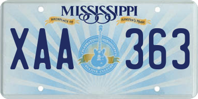 MS license plate XAA363