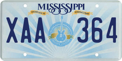 MS license plate XAA364