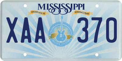 MS license plate XAA370