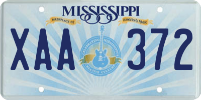 MS license plate XAA372