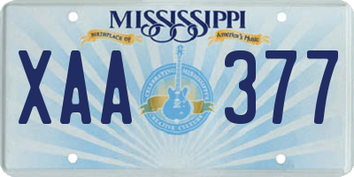 MS license plate XAA377