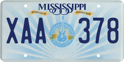 MS license plate XAA378