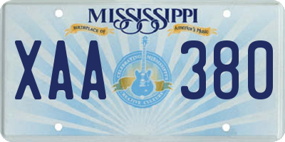 MS license plate XAA380