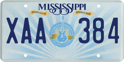 MS license plate XAA384