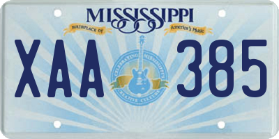 MS license plate XAA385