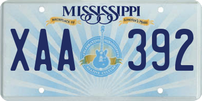 MS license plate XAA392