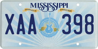 MS license plate XAA398
