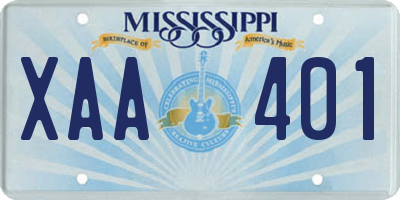 MS license plate XAA401