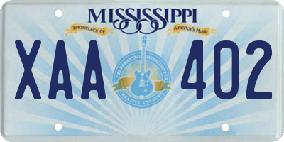 MS license plate XAA402