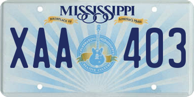 MS license plate XAA403