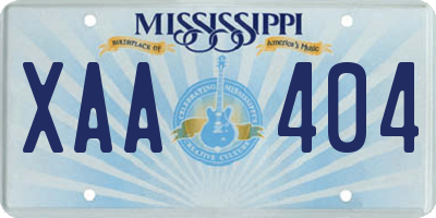 MS license plate XAA404