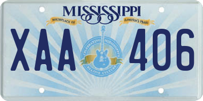 MS license plate XAA406