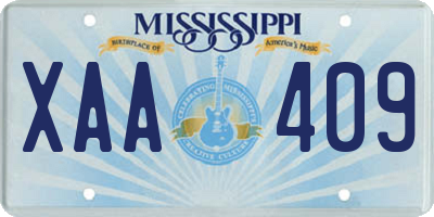 MS license plate XAA409