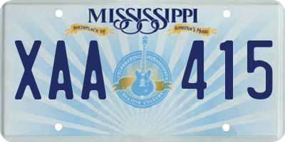 MS license plate XAA415