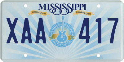 MS license plate XAA417