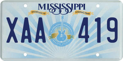 MS license plate XAA419