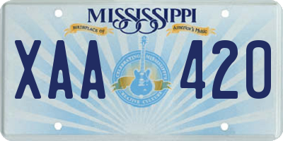 MS license plate XAA420