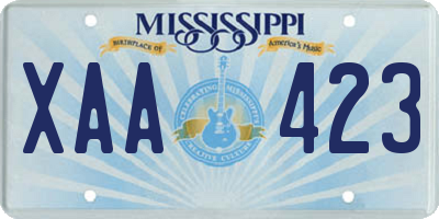 MS license plate XAA423