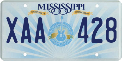MS license plate XAA428