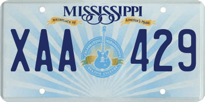 MS license plate XAA429