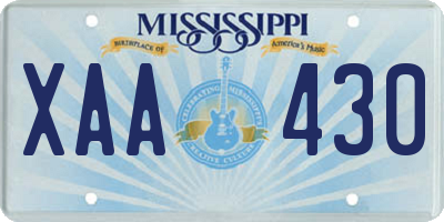 MS license plate XAA430